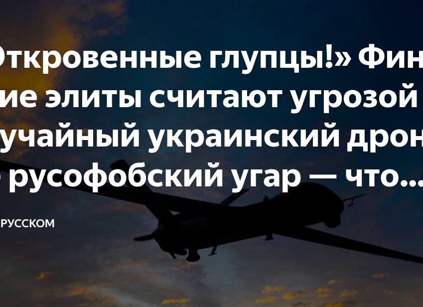 «Откровенные глупцы!» Финские элиты считают угрозой случайный украинский дрон, а не русофобский угар — что происходит?