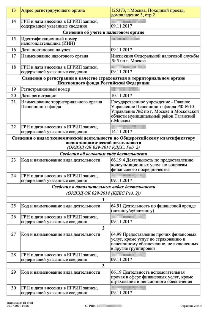 Адрес ИП в ЕГРИП не указан — там указан лишь адрес его проживания или временного пребывания. Кроме того, невозможно получить выписку с адресом ИП на официальном сайте ФНС, вам придется обратиться лично в налоговую организацию. Подробнее об этом расскажем в следующем разделе.