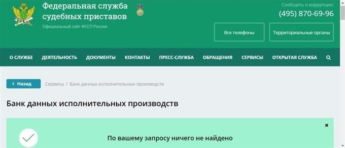 Окончательные данные анализа, основанные на информации из базы судебных приставов.