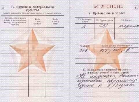 Примеры записей в военном билете